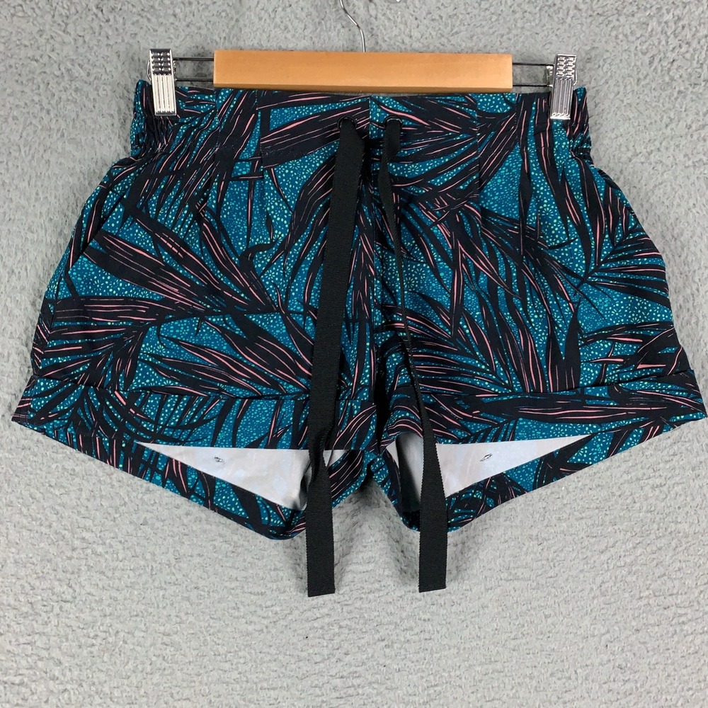 Lululemon Spring Break Away Shorts Women's 6 Teal Palm Sporty Casual Tropical 3"